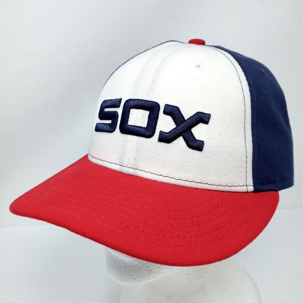 Chicago White Sox Hat Cap Fitted Size 7 1/8 Made in USA Retro Logo Low Profile